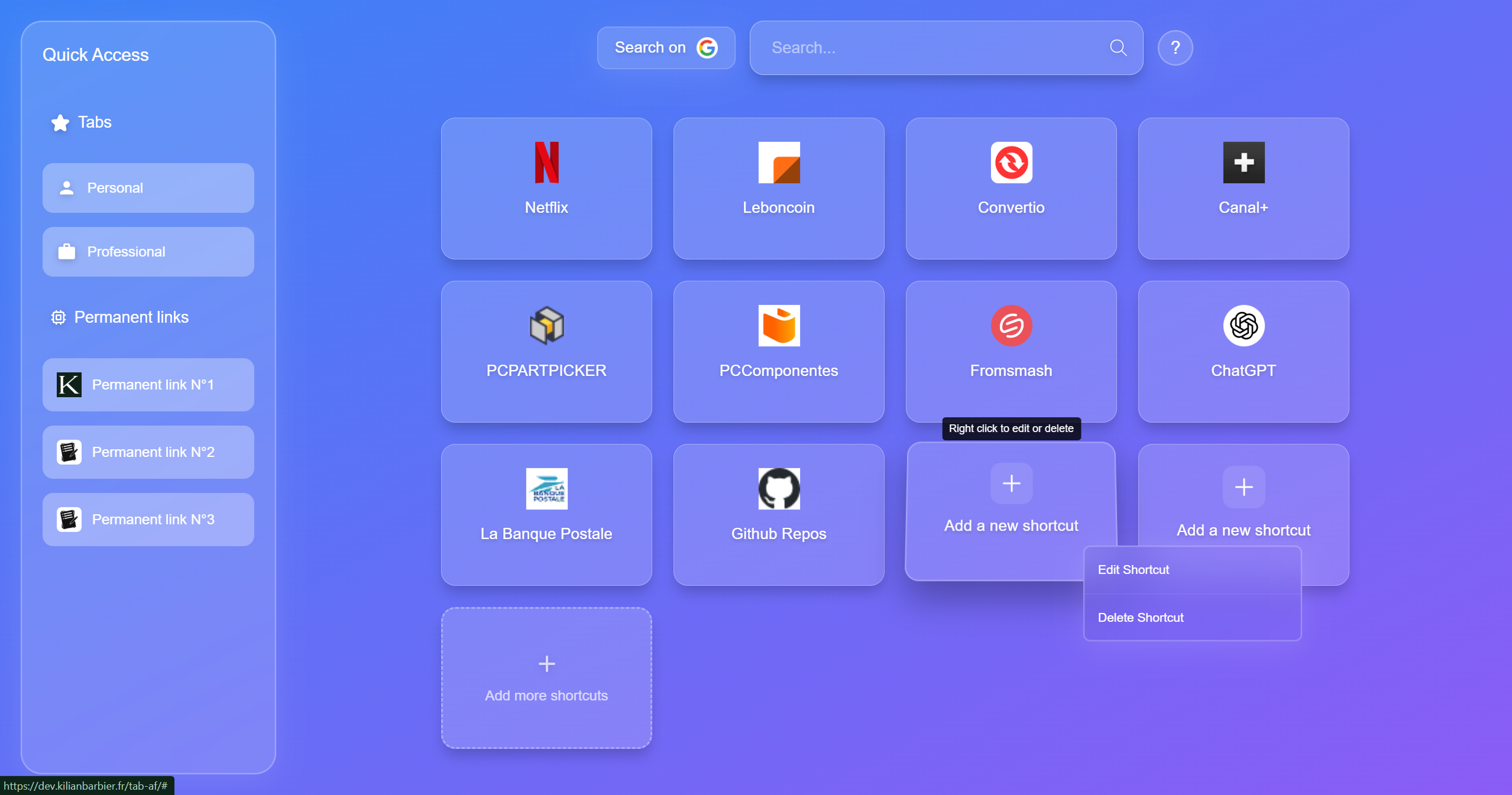 New Tab Preview